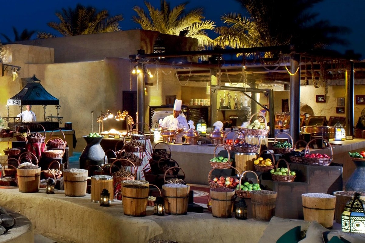 Authentic Arabic BBQ spread at desert camp