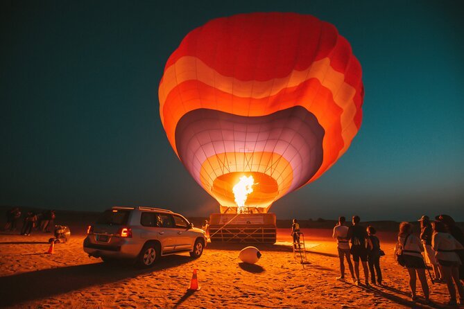 Hot air balloon flying over the Dubai desert