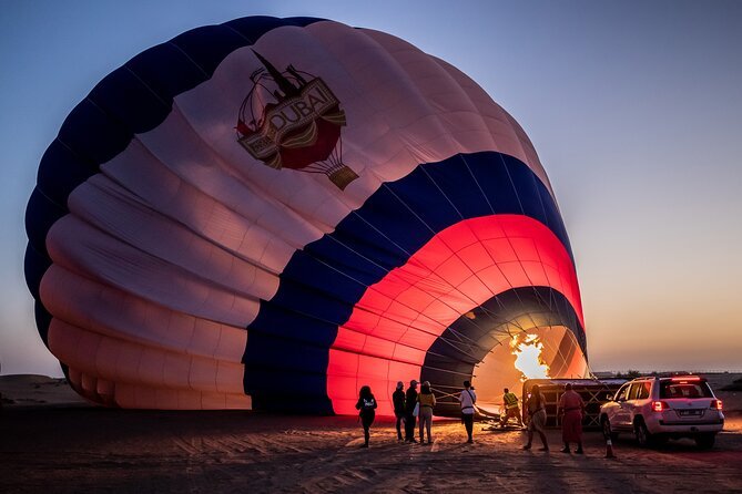 Dubai desert sunrise seen from a hot air balloon